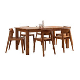 6 Seater Dining Table with Chairs for Living Room Home & Office Furniture | Natural Brown Finish | Hotel & Dinner Restaurant (Sheesham Wood) - WoodenTwist